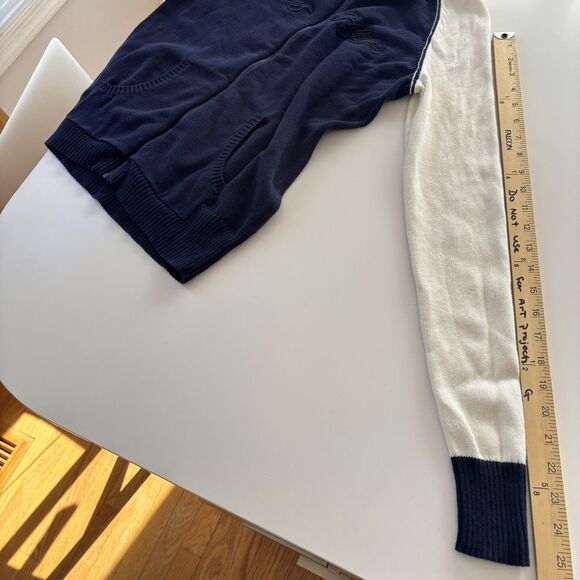 Vintage Tommy Hilfiger Women’s XS Full Zip Sweater Hood Navy/Ivory 2000’s - Picture 8 of 9